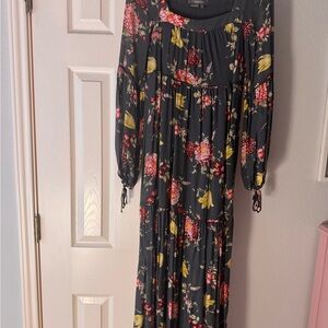 Anthropologie Dark Floral Long Sleeve Dress